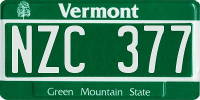 VT license plate NZC377