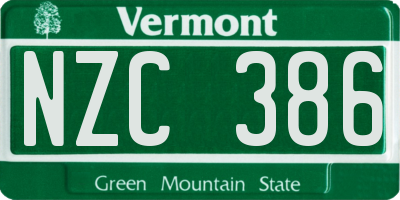 VT license plate NZC386