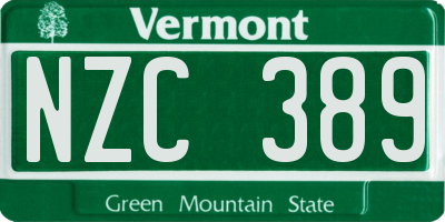 VT license plate NZC389