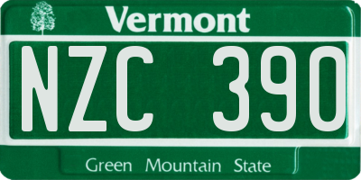 VT license plate NZC390
