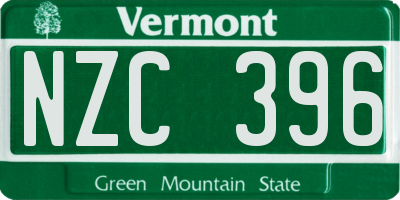 VT license plate NZC396