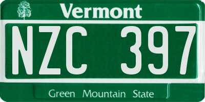 VT license plate NZC397