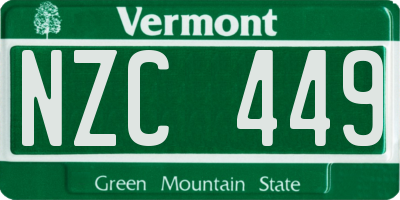 VT license plate NZC449