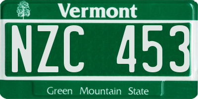 VT license plate NZC453