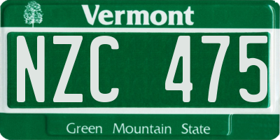 VT license plate NZC475