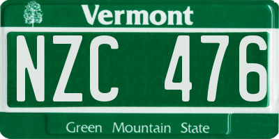 VT license plate NZC476