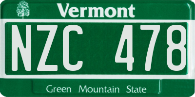 VT license plate NZC478
