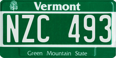 VT license plate NZC493