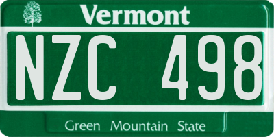 VT license plate NZC498