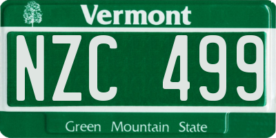 VT license plate NZC499