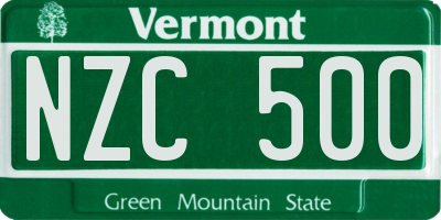 VT license plate NZC500