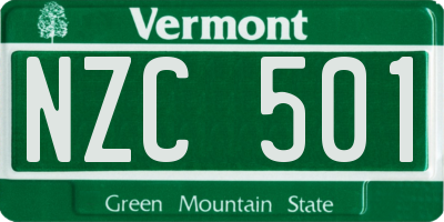 VT license plate NZC501