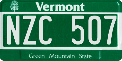 VT license plate NZC507