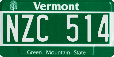 VT license plate NZC514