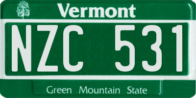 VT license plate NZC531