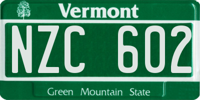 VT license plate NZC602