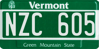VT license plate NZC605