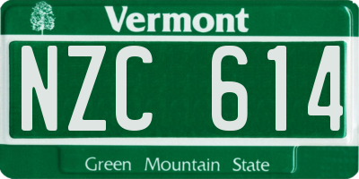 VT license plate NZC614
