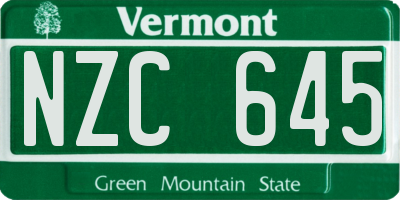 VT license plate NZC645