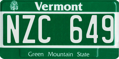 VT license plate NZC649