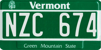 VT license plate NZC674