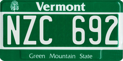 VT license plate NZC692