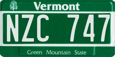 VT license plate NZC747