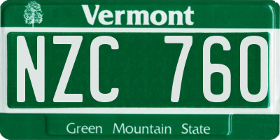 VT license plate NZC760