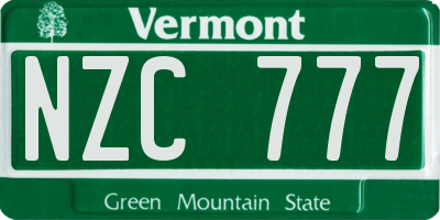 VT license plate NZC777