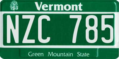 VT license plate NZC785
