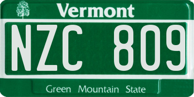 VT license plate NZC809