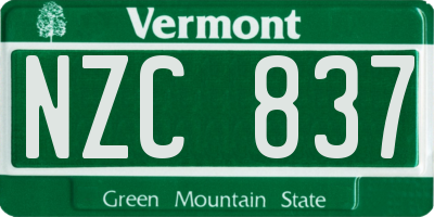 VT license plate NZC837