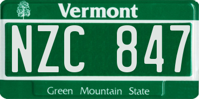 VT license plate NZC847