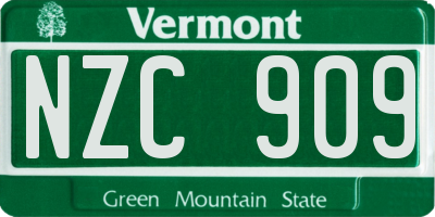 VT license plate NZC909