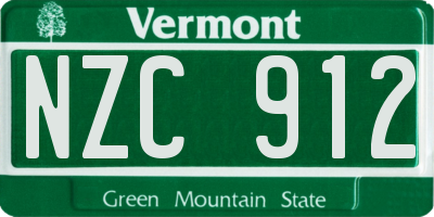 VT license plate NZC912