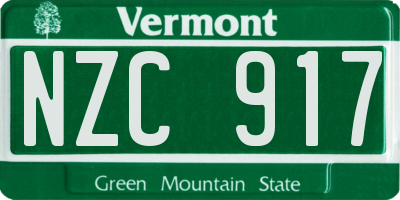 VT license plate NZC917