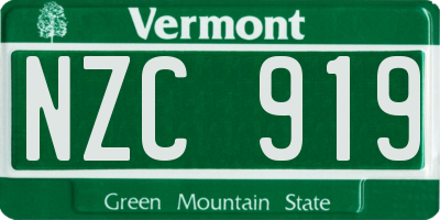 VT license plate NZC919