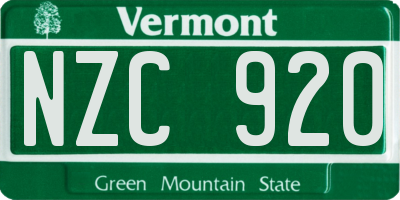 VT license plate NZC920