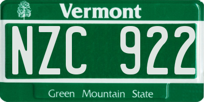 VT license plate NZC922