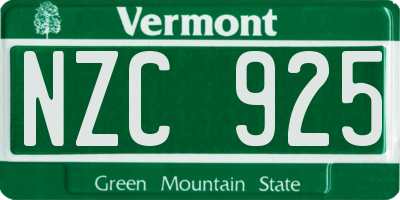 VT license plate NZC925