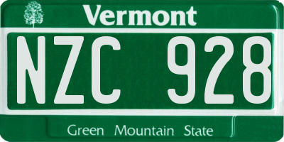 VT license plate NZC928
