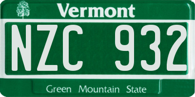VT license plate NZC932