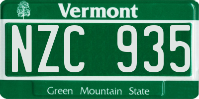 VT license plate NZC935