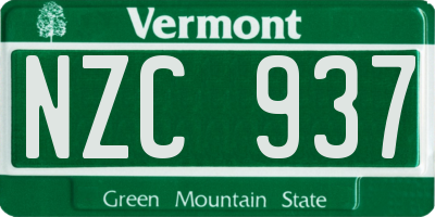 VT license plate NZC937