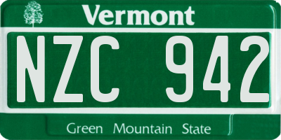 VT license plate NZC942