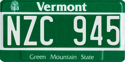 VT license plate NZC945