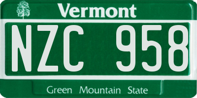 VT license plate NZC958