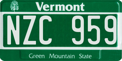 VT license plate NZC959
