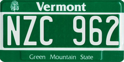 VT license plate NZC962