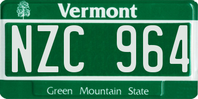 VT license plate NZC964